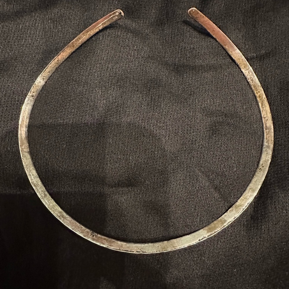 Sterling silver stamped neck collar choker - Picture 7 of 7